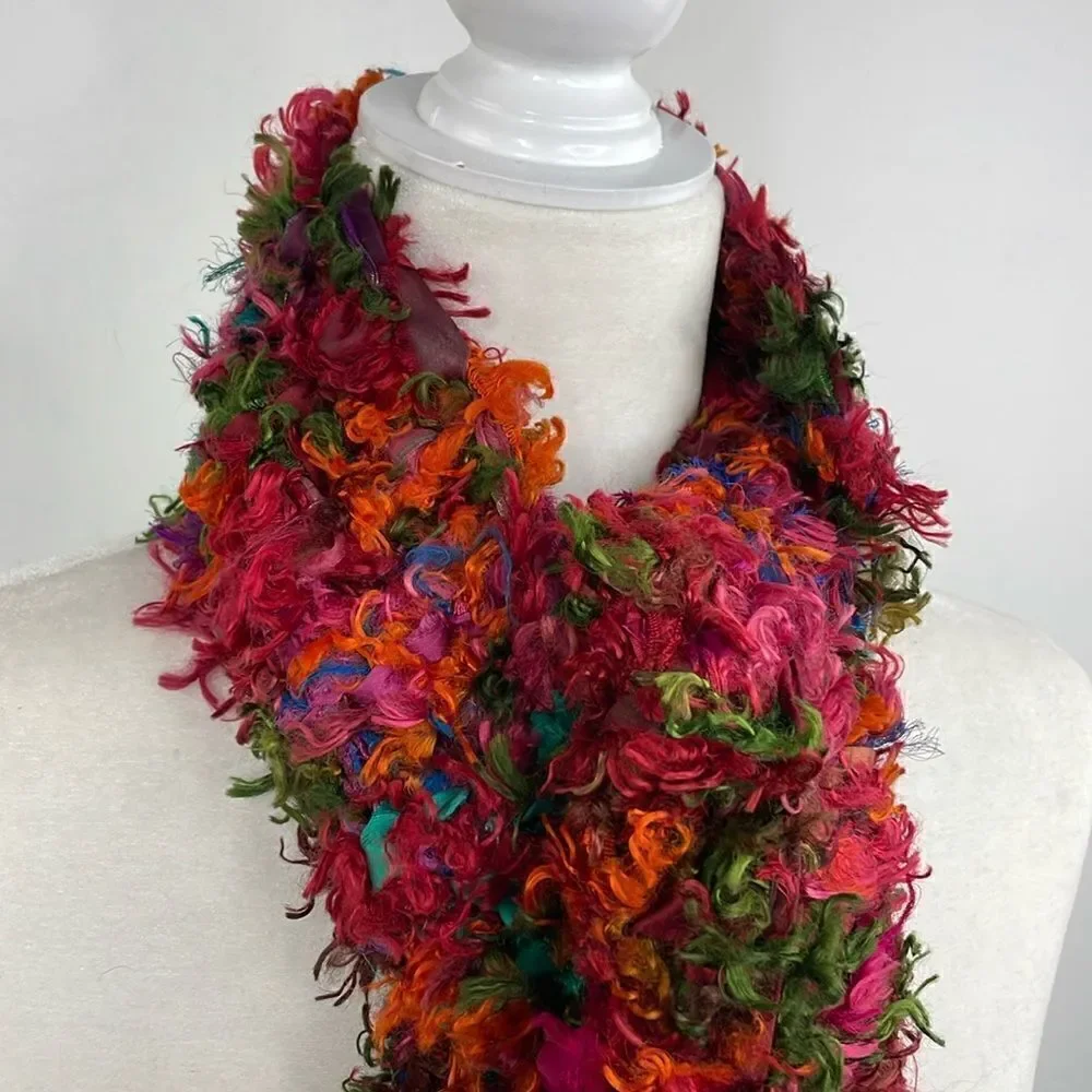 Rising Tide Boho Silk Blend Colorful rectangular scarf 5” x 72”